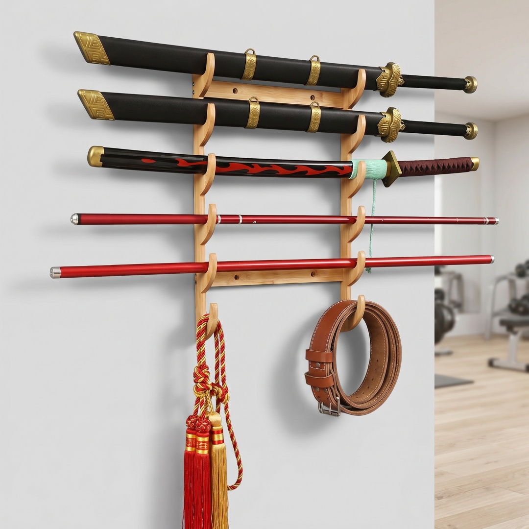 Cosplay Prop Katana - رف تخزين سيوف جداري بـ 8